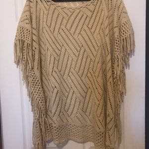 Cream crochet poncho